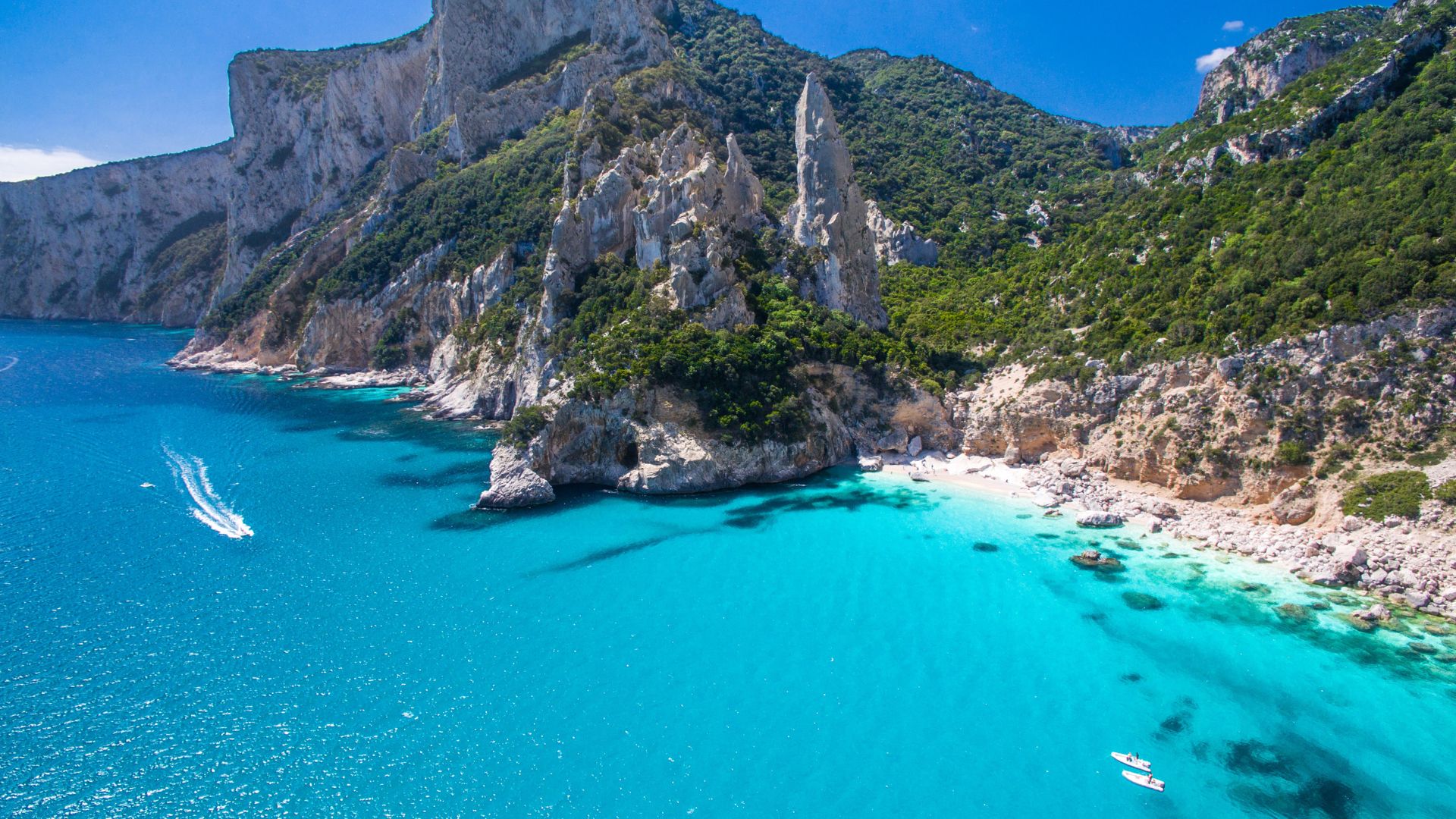 Aerial view of the Baunei coast in Sardinia