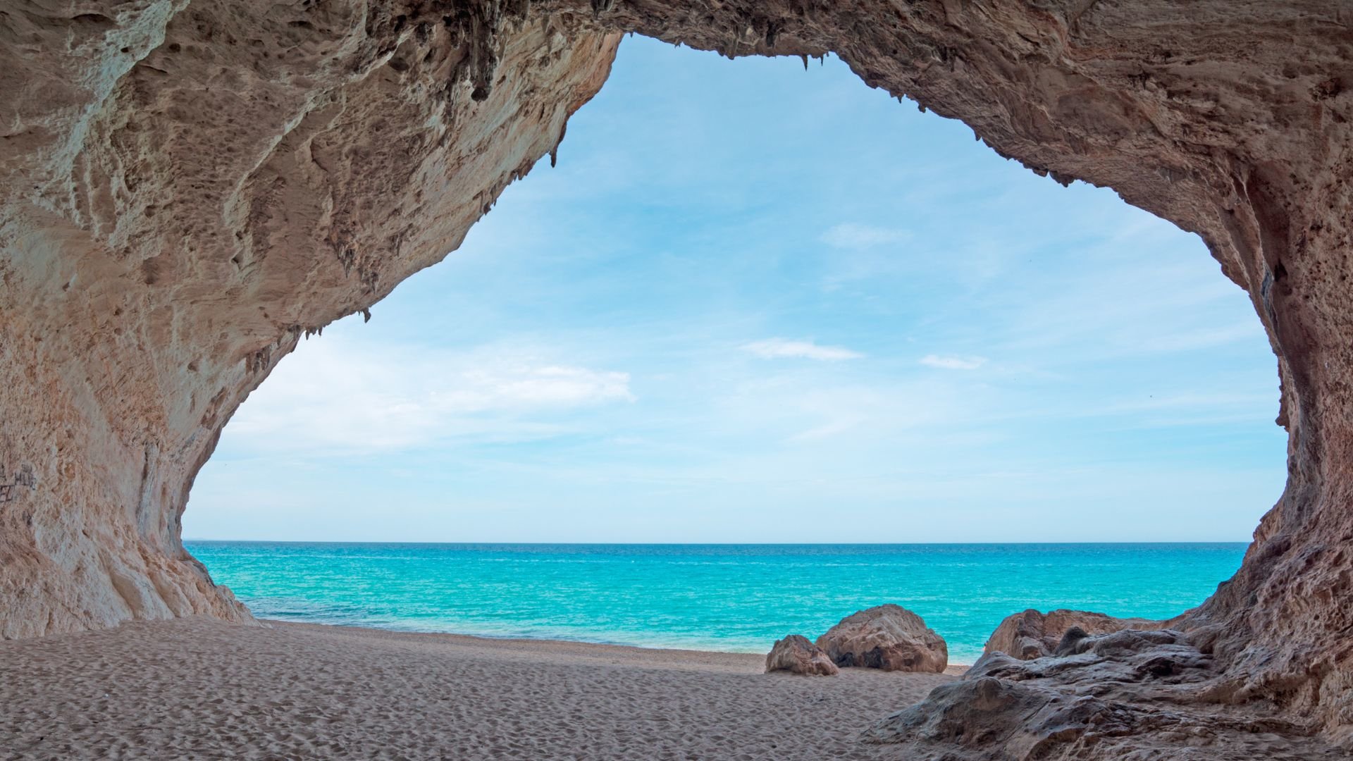One of the famous caves of Cala Luna Beach in Dorgali