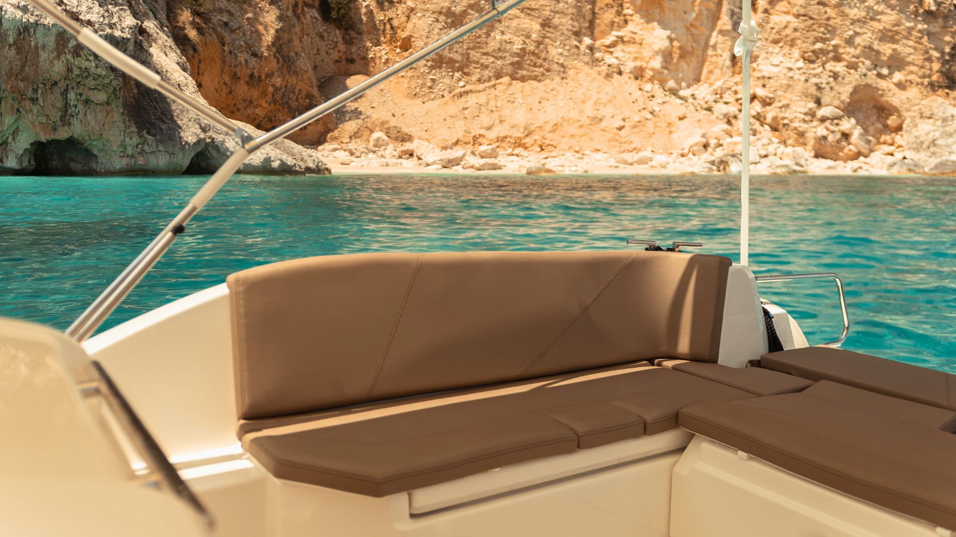 Dinghy cushions while sailing along the east coast of Sardinia